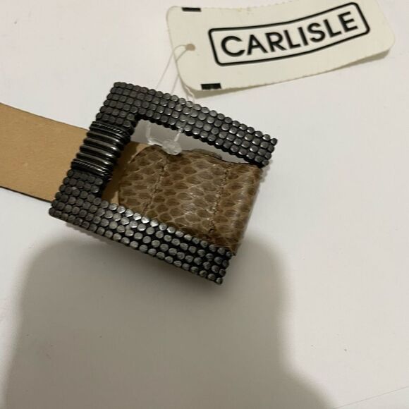 New Carlisle belt snake skin  beige leather buckle jeweled main image 10